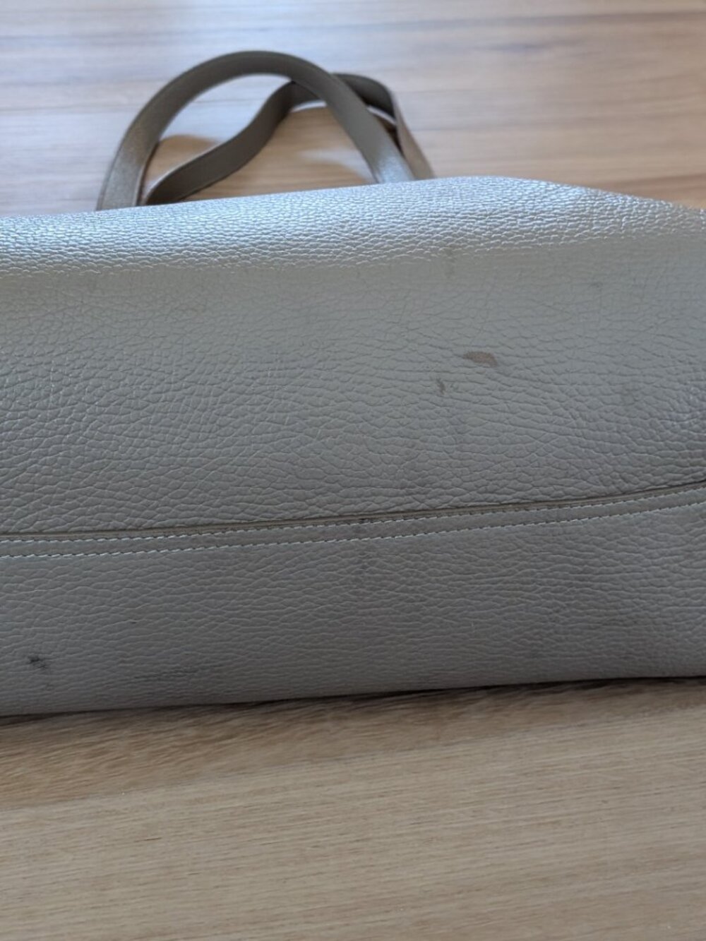 Cuyana Leather Tote Bag Taupe Pebbled Minimalist Shoulder Bag Work Everyday READ - Picture 9 of 16